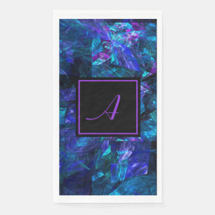 Aangepaste monogram zwart Paars Abstracte verjaard Servet