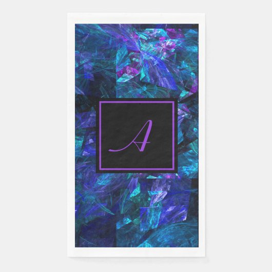 Aangepaste monogram zwart Paars Abstracte verjaard Servet (Voorkant)