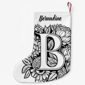 Aangepaste Monogram Zwart-Wit Bloemen Tattoo Art Kleine Kerstsok (Achterkant)