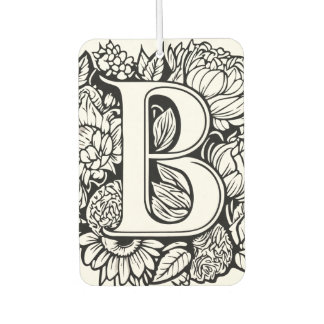 Aangepaste Monogram Zwart-Wit Bloemen Tattoo Art Luchtverfrisser
