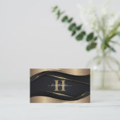 Aangepaste monogram zwart-wit en Gold Professional Visitekaartje (Staand voorkant)