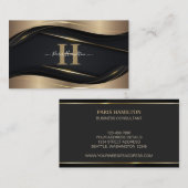 Aangepaste monogram zwart-wit en Gold Professional Visitekaartje (Voorkant / Achterkant)