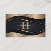 Aangepaste monogram zwart-wit en Gold Professional Visitekaartje (Voorkant)