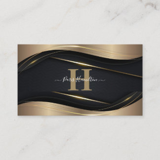 Aangepaste monogram zwart-wit en Gold Professional Visitekaartje