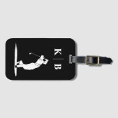 Aangepaste Monogram Zwart Wit Gepersonaliseerde Go Bagagelabel (Voorkant (horizontaal))