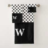 Aangepaste monogram zwarte en witte doekdoekset bad handdoek (Insitu)