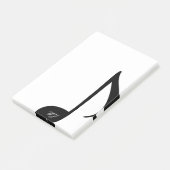 Aangepaste monogram zwarte en witte muzieknoot post-it® notes (Schuin)