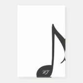 Aangepaste monogram zwarte en witte muzieknoot post-it® notes (Voorkant)