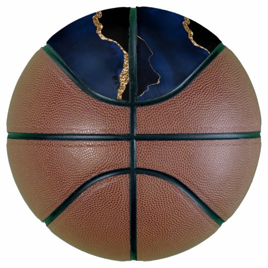 Aangepaste monogram zwarte marinegewas basketbal (Rechts)