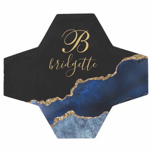 Aangepaste monogram zwarte marinegewas voetbal (Enkel)