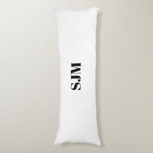 Aangepaste monogram zwarte witte initialen lichaamskussen (Voorkant Verticaal)