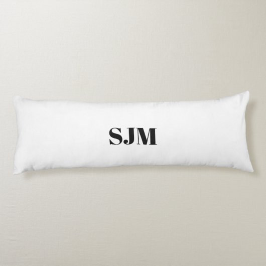 Aangepaste monogram zwarte witte initialen lichaamskussen (Achterkant)