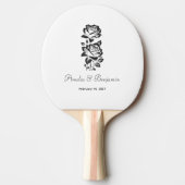 Aangepaste monogramdatum met stijlvolle roos tafeltennisbatje (Voorkant)