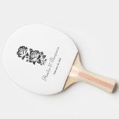 Aangepaste monogramdatum met stijlvolle roos tafeltennisbatje (Zijkant)
