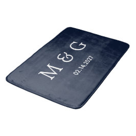 Aangepaste Monogramdatum Navy Blauwe Stijlvolle Badmat