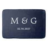 Aangepaste Monogramdatum Navy Blauwe Stijlvolle Badmat (Voorkant)
