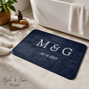 Aangepaste Monogramdatum Navy Blauwe Stijlvolle Badmat