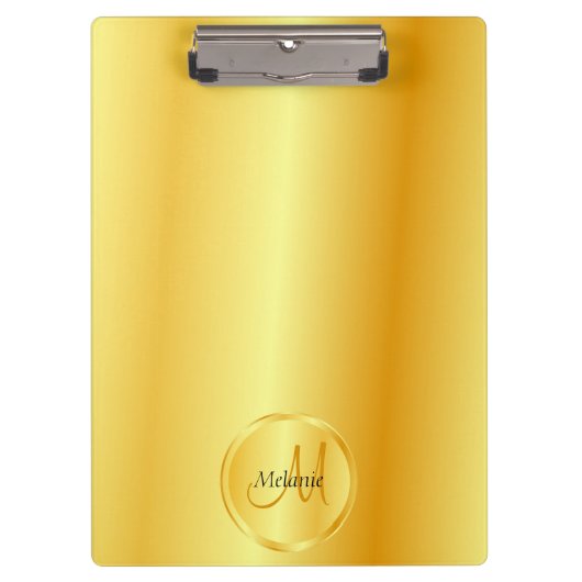 Aangepaste monogrammatisch Sjabloon Faux Gold Eleg Klembord (Voorkant)
