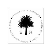 Aangepaste Monogrammed Beach Palm Trees Retouradre Rubberstempel (Afrduk)