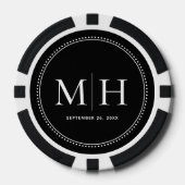 Aangepaste Monogrammed Black Wedding Poker Chips (Voorkant)