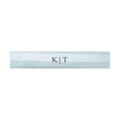 Aangepaste Monogrammed Blue Washed Belly Band Uitnodigingen Wikkel (Vlak)