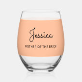 Aangepaste Monogrammed Bruiloft Moeder van de Brui Wijnglas Zonder Voet (Voorkant)