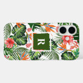 Aangepaste Monogrammed Chic Tropical Pattern Green Case-Mate iPhone Case (Achterkant (horizontaal))