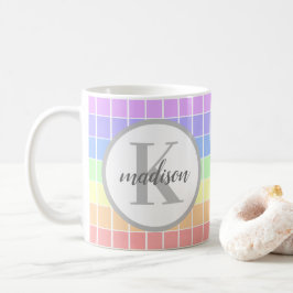 Aangepaste monogrammed Cute regenboogstrepen Koffiemok