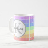 Aangepaste monogrammed Cute regenboogstrepen Koffiemok (Voorkant links)
