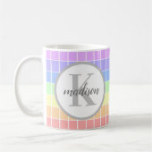 Aangepaste monogrammed Cute regenboogstrepen Koffiemok (Links)