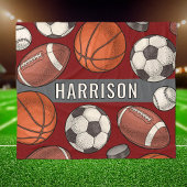 Aangepaste Monogrammed Deep Red Sports Fleece Deken