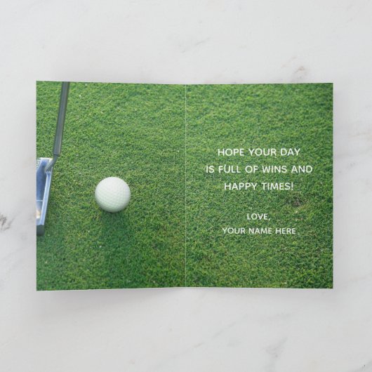 Aangepaste Monogrammed Fathers Day Golf Wenskaart Kaart (Binnen)