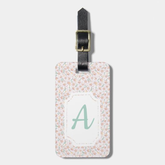 Aangepaste monogrammed Floral Bagagelabel (Voorkant verticaal)
