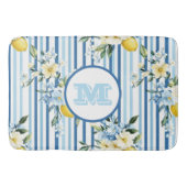 Aangepaste Monogrammed Floral Lemon Bath Mat (Voorkant)