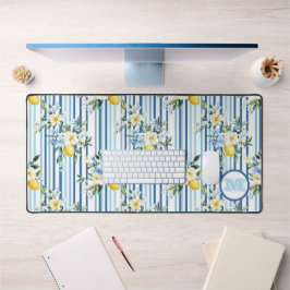 Aangepaste Monogrammed Floral Lemon Desk Mat