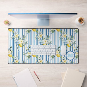 Aangepaste Monogrammed Floral Lemon Desk Mat