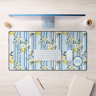 Aangepaste Monogrammed Floral Lemon Desk Mat