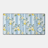 Aangepaste Monogrammed Floral Lemon Desk Mat (Voorkant)