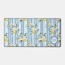 Aangepaste Monogrammed Floral Lemon Desk Mat