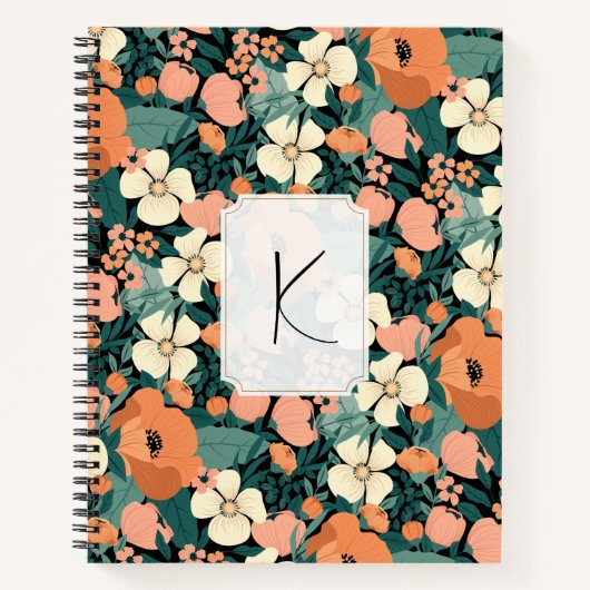 Aangepaste monogrammed Floral Notitieboek (Voorkant)