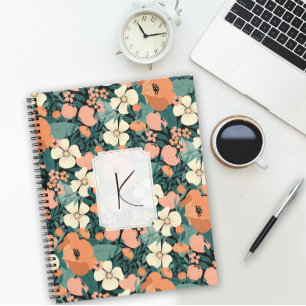 Aangepaste monogrammed Floral Notitieboek