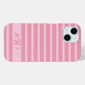 Aangepaste Monogrammed Gestreepte Blush Roze Case-Mate iPhone Case (Achterkant (horizontaal))