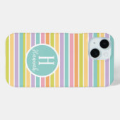 Aangepaste Monogrammed Gestreepte Pastelpatroon Case-Mate iPhone Case (Achterkant (horizontaal))