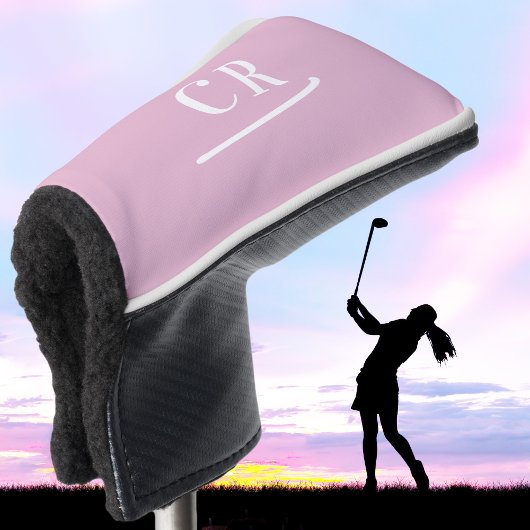 Aangepaste Monogrammed Golfer Modern Roze Elegant Golfheadcover