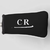 Aangepaste Monogrammed Golfer Modern Zwart & Wit Golfheadcover (Voorkant)