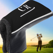 Aangepaste Monogrammed Golfer Modern Zwart & Wit Golfheadcover
