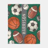 Aangepaste Monogrammed Groene Sport Fleece Deken (Voorkant)