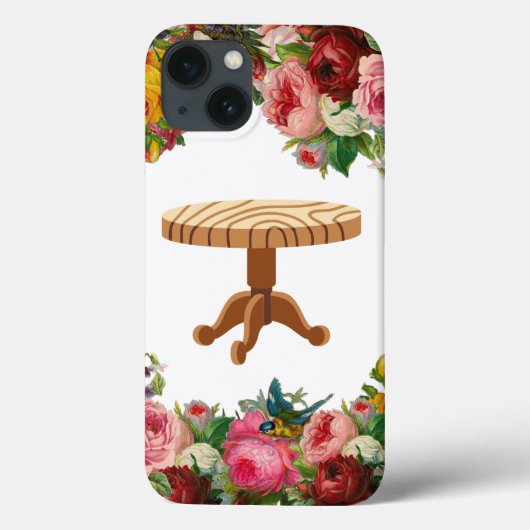 Aangepaste Monogrammed iPhone 13 Hoesje – Floral D (Achterkant)