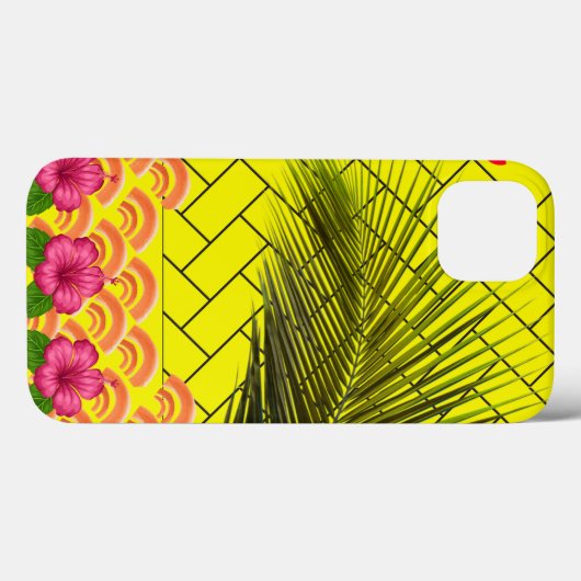 Aangepaste Monogrammed iPhone 13 Hoesje – Geel (Achterkant (horizontaal))