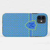 Aangepaste monogrammed iPhone 5s Case Blue Polka D (Achterkant (horizontaal))